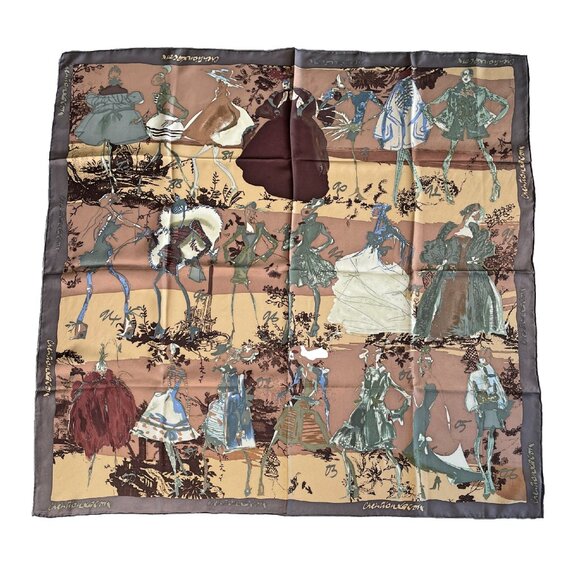 Vintage Christian Lacroix Silk Scarf – Fashion Sketch Collage Design - Picture 1 of 15